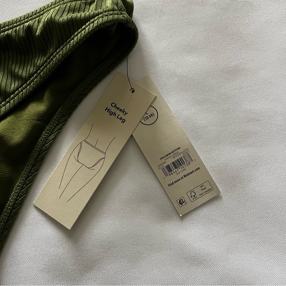 No Boundaries PQD Cheeky High Leg Ribbed Naples Green Swim Bottoms L 12-14 NWT - Picture 6 of 13